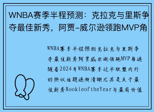 WNBA赛季半程预测：克拉克与里斯争夺最佳新秀，阿贾-威尔逊领跑MVP角逐