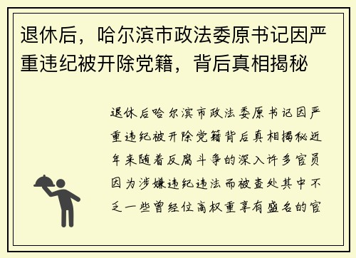 退休后，哈尔滨市政法委原书记因严重违纪被开除党籍，背后真相揭秘
